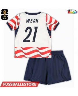 Günstige Vereinigte Staaten Timothy Weah #21 Heimtrikotsatz Kinder WM 2026 Kurzarm (+ Kurze Hosen)